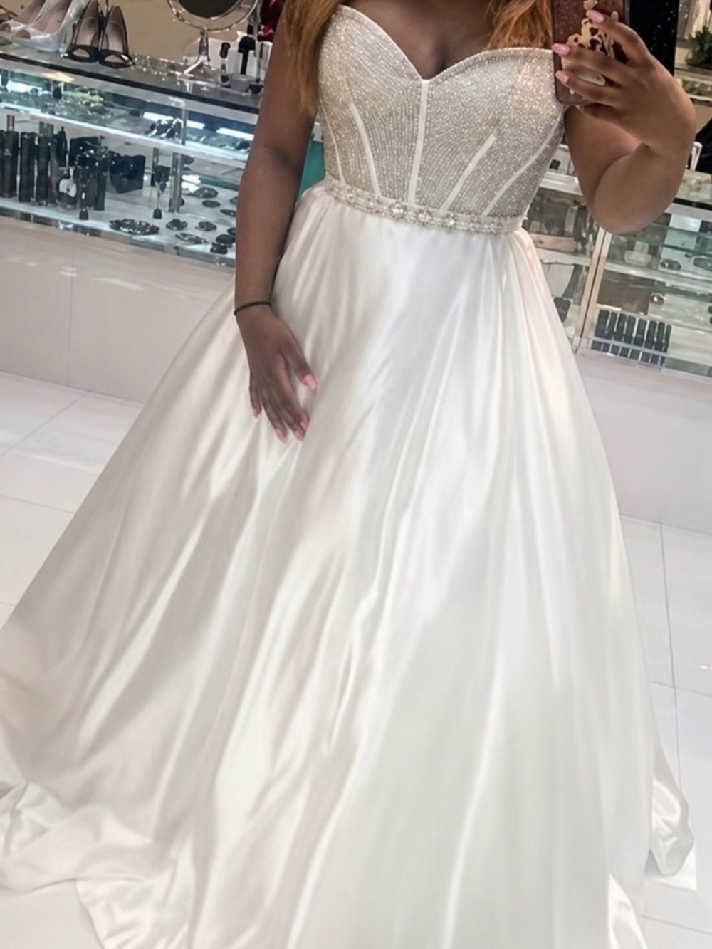 Sherri Hill Ivory Beaded Sweetheart A-Line Wedding Gown
